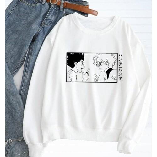 Gon and Killua Womens Sweatshirt Streetwear Anime Hunter X Hunter Hoodies Crewneck Pullover Autumn 2020 Womens Clothing