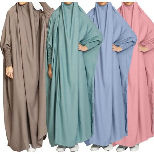 Eid Muslim Women Hooded Hijab Dress Prayer Garment Jilbab Abaya Long Khimar Full Cover Ramadan Gown Abayas Islamic Clothes Niqab