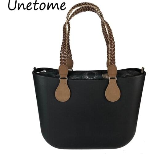 Classic size O bag obag style waterproof EVA body with weave handle print insert women handbag Rubber Silicon Bag
