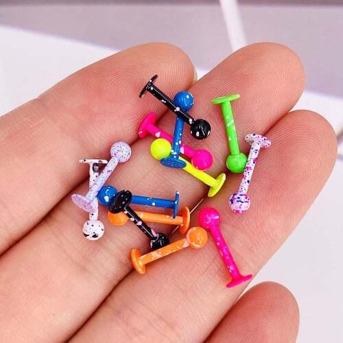 10pcs/lot Candy Color 16G Tragus Helix Bar 3mm Ball Labret Lip Bar Rings Stud Cartilage Ear Piercings Body Jewelry For Women Men