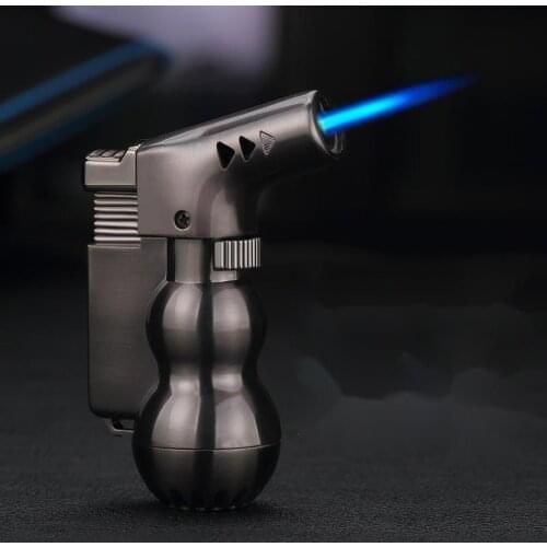 Gourd elbow creative cigar Butane gas lighter direct impact windproof spray welding gun high temperature metal portable