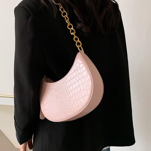 SWDF Stone Pattern Small PU Chain Leather Saddle Crossbody Bags 2021 Summer Luxury Brand Shoulder Handbags and Purses Bolsos Sac