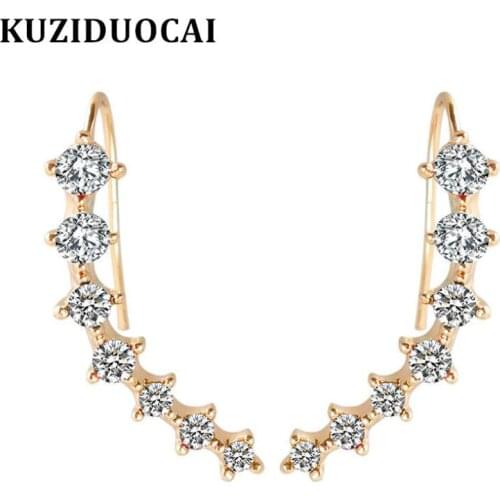 Kuziduocai Fashion Excellent Jewelry Trendy Colorful Crystal Dazzling Arc Big Dipper Stud Earrings Women And Ladies Gift E-647