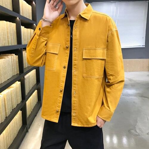 Mens Outerwear Autumn New Arrival Fashion Shirt Youth Loose Fashion Seven-Color Handsome Mens Casual Jacket Male