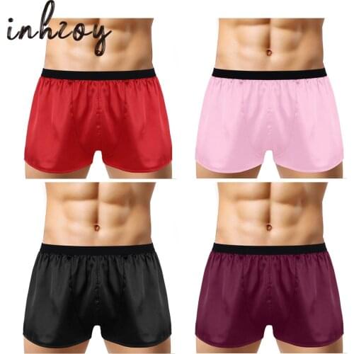 Mens Sexy Satin Boxer Briefs Breathable Sissy Lingerie Shorts Panties Swim Underpants