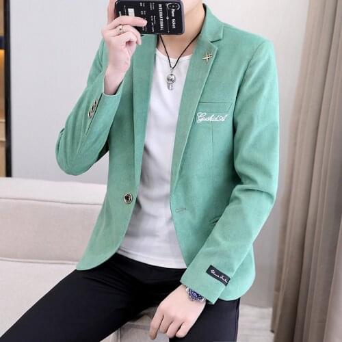 2021 Solid Color Blazer for Men Autumn Long Sleeve Casual Slim Suit Jacket Business Dress Coat Street Wear Social Male Clothing