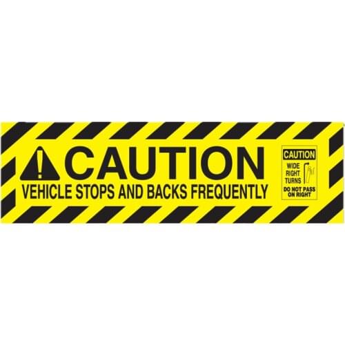 S40524# Self-adhesive Decal Caution Vehicle Stops and Backs Frequently Car Sticker Waterproof Auto Decors on Bumper Rear Window
