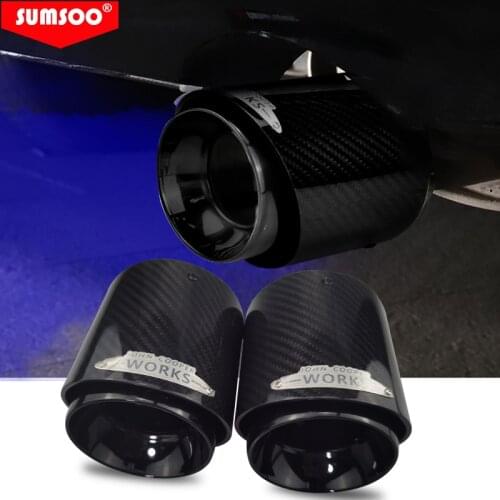 Genuine SUMSOO 1PCS Black Chrome and Carbon Fiber Muffler Tip Fit for Mini Cooper Exhaust Tip R55 R56 R57 R58 R59 R60 R61