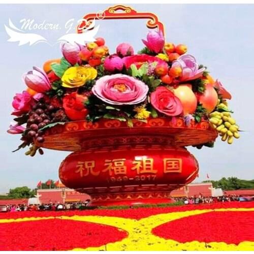 Life size Dubai landscape Fiberglass custom design FRP carton sculpture moulding flower basket