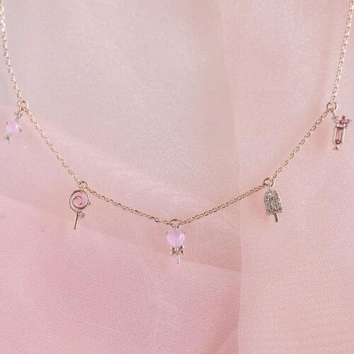 New design Classic multi cup fish flower charm Tiny Link Chain Choker Necklace for cute girl women Korean Fashion party jewelry