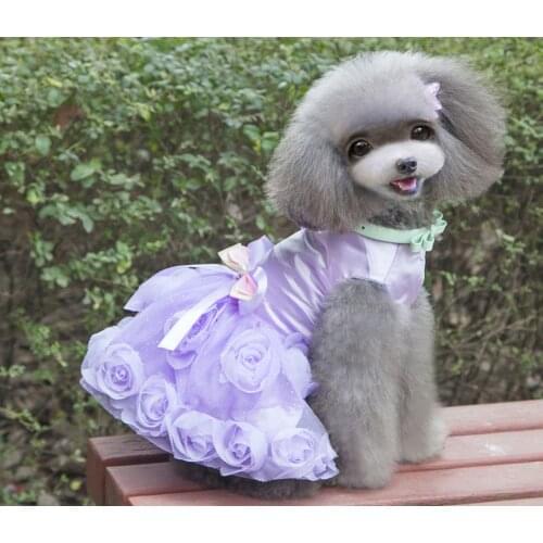 Pet clothes small and medium sized dog Teddy dress Chihuahua Rose Dress dog spring summer dress Princess Dress Dress