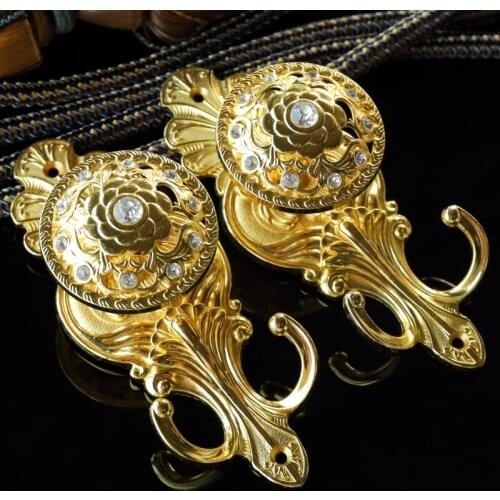 One pair curtain wall hook European zinc alloy peony diamond curtain accessories buckles curtain tieback Holdbacks M223