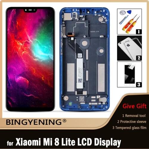 Original For Xiaomi Mi 8 lite LCD Display Screen Touch Digitizer Assembly For 6.26 inch Xiaomi Mi 8X Phone With Frame Replace