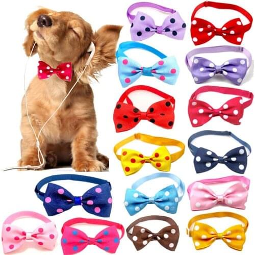 Pet Dog Cat Necklace Adjustable Strap for Cat Collar Dogs Accessories Pet Dog Bow Tie Puppy Bow Ties Multi Color Pet supplies