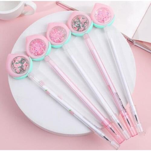 Peach Gel Pen Student Stationery Kawaii Pen Creative Cartoon Cute Pens 0.38mm Black Ink Writing Gel Pens Kawaii School Supplies