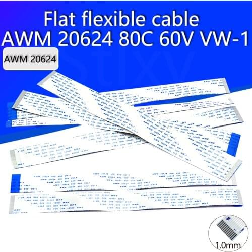 10PCS Flat flexible cable FFC FPC LCD cable AWM 20624 80C 60V VW-1 FFC-1.0MM Flat connection cable 6/10/12/16/20/30/40Pin