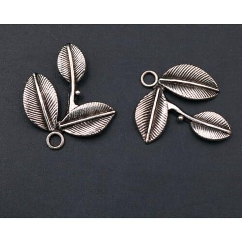 Tree Branch Charm, Leaves Branch Charm, Real Zinc Plated Branch Charm, Silver Plated Branch Charm, Branch Leaves Pendant, 15 Pcs