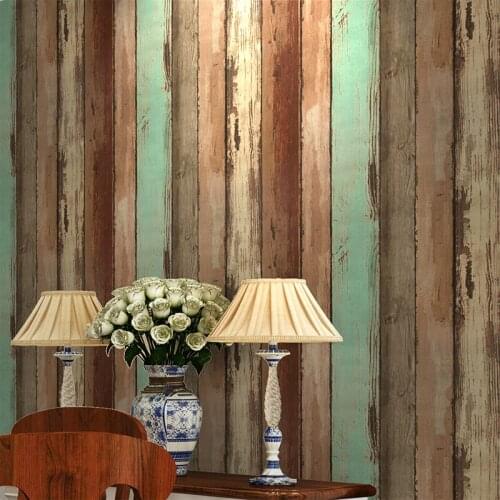 Retro Wood Wallpaper Modern Simple 3D Embossed Wood Board Texture Wall Paper Living Room Clothing Store Backdrop Wall Coverings