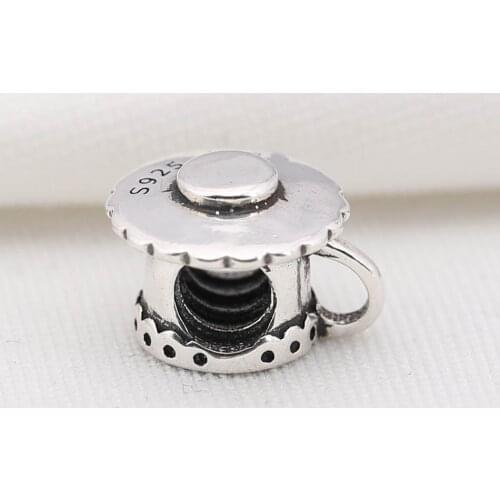 Authentic S925 DIY Jewelry Cute Cup Charm fit Lady Bracelet Bangle Lady Gift Bead