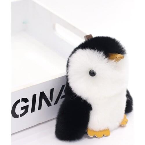 Photography Cute Fluffy Cartoon Mink Penguin Hair Ball Keychain Phone Backpack Pendant Fashion Jewelry Muppet Children Toy