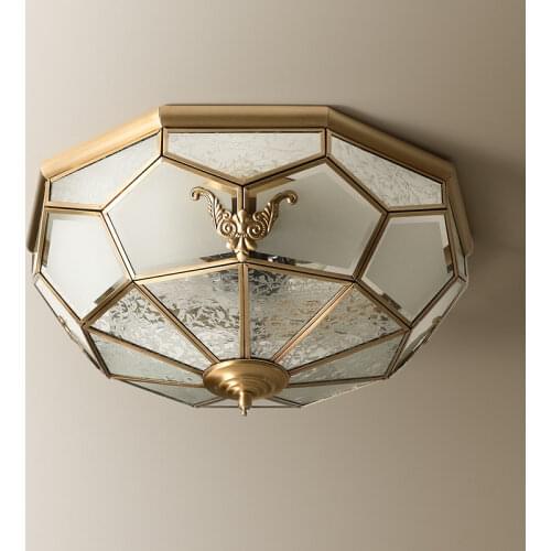 American modern copper simple warm and romantic small living room dining room bedroom room study round ceiling lamp LX111909
