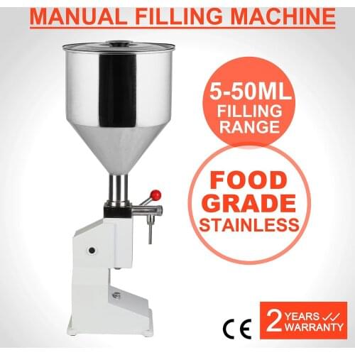 Liquid Filling Machine Manual 5ml to 50ml Liquid Filler Food Grade 40 Bottles per Minute Drink Water Oil A03 No Electric