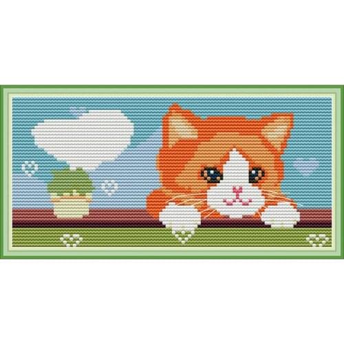 Everlasting Love Love Cat Chinese Cross Stitch Kits Ecological Cotton Clear Stamped Printed 11CT 14CT DIY Christmas Decoration