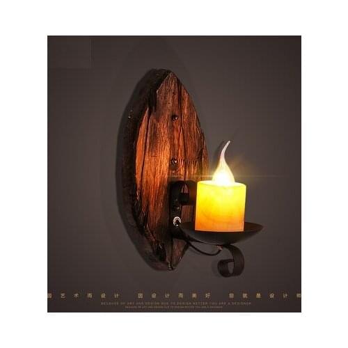 American Loft Style Wooden Marble Wall Sconces Vintage Wall Light Fixtures Antique Industrial LED Wall Lamp Indoor Lighting
