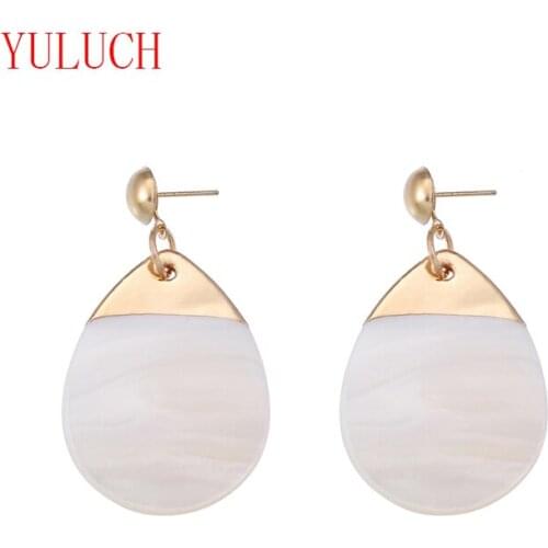 YULUCH Boho elegant beautiful woman jewelry accessories romantic beach water drops heart shaped shell stud earrings gift