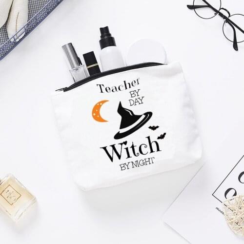 Funny teacher Witch Halloween eve Cosmetic Bag Mom Wife girlfriend friend sister birthday Christmas Teachers' Day Gift present