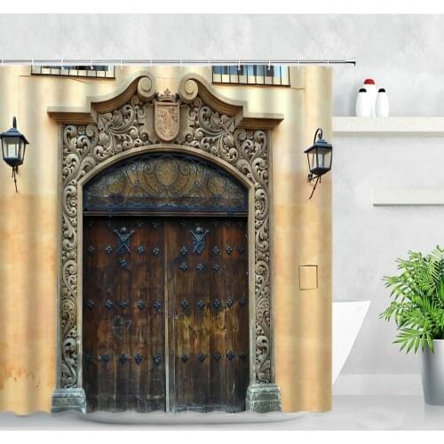Moroccan Elderly Door Art Architecture Geometry Shower Curtain Windproof Bathroom Decoration Home Furnishing