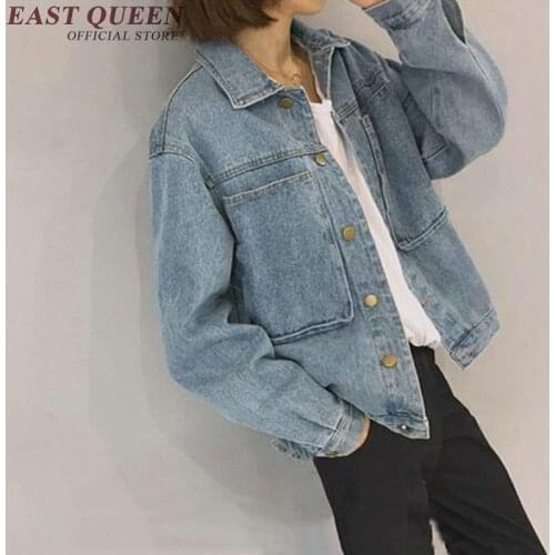 Hooded jeans jacket women 2018 new arrival oversized denim jacket big pockets casual loose short outerwear AA2719 YQ