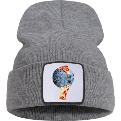 Creativity Print Planet Pizza Solid Color Unisex Hats Wool Thick Beanie Hat Soft Fashion Knitted Hats Flexible Quality Hat
