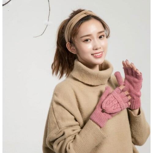 Women woolen solid Winter Soft Fingerless Gloves Mittens Knitted Glove Hand Warmer