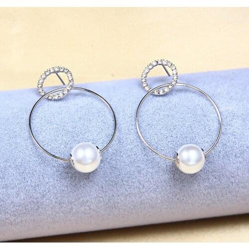 LADYCHIC Trendy Big Circle Smooth Drop Earrings Gold Silver Color Cubic Zircon Pearl Statement Earring Gift Dropshipping LE1399