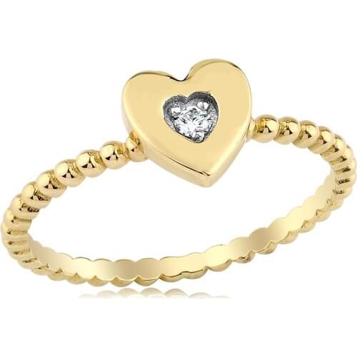 14k Gold Natural Diamond Heart Pebble Ring PY1061
