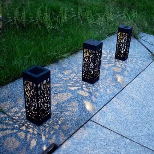 2/4/8Pcs LED Solar Light Lamp Hollow Lawn Light Outdoor Garden Waterproof Solar Street Lamp Automatic Charging Built-in LED Bulb