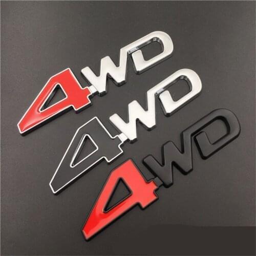 20PCS Car styling 12.6*3.2cm Metal 4WD Emblem Rear Trunk Badge Side Logos Cars body Stickers red black silver