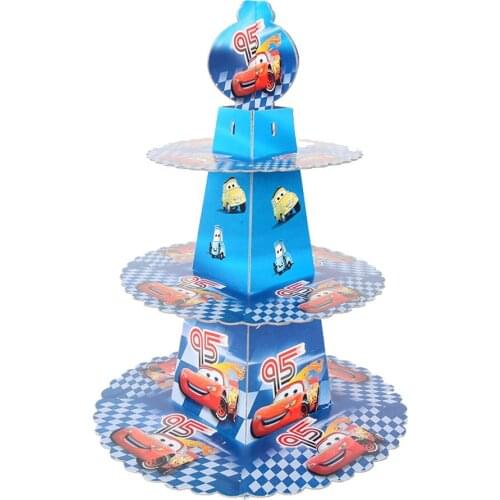 2021 Cartoon Paper Blue Cake Stand Round Paper Cake Rack Baby Happy Birthday Party Supplies Decoration Cardboard Cake Display