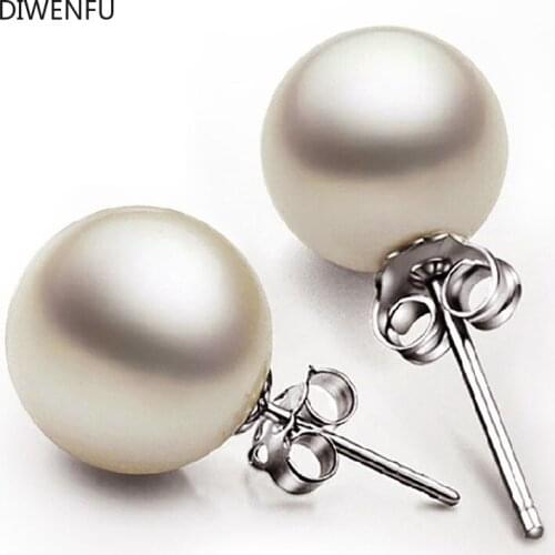 2021 High Quality 925 Sterling Silver 8mm Bread Round Freshwater Cultured Pearl Jewelry Stud Earrings for Women Wedding Gift