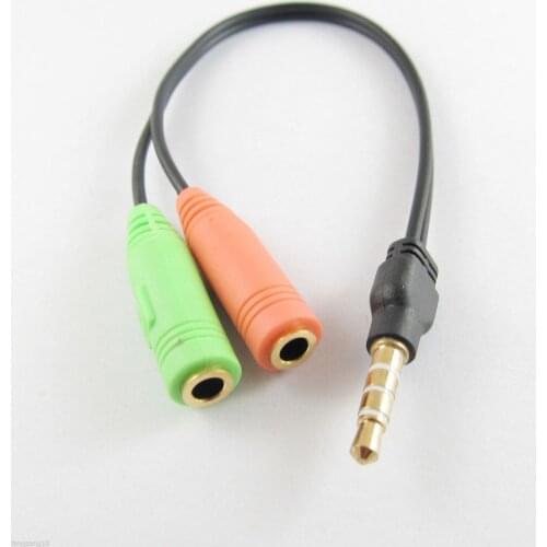 2pcs PC Headphone To Smart Phone Adapter 2x 3.5mm Female To 3.5mm Male Splitter Cable 19cm