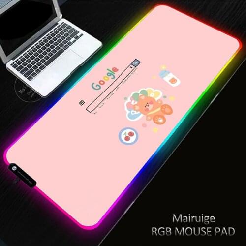 Anime Cartoons Minimalist Cute Ins Style RGB Gaming Mouse Pad Gamer Computer Mousepad Backlit Mause Desk Keyboard LED Mice Mat
