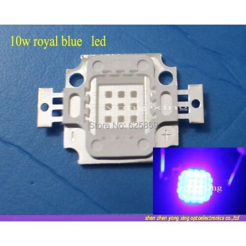 Free shipping 5pcs 10W LED Royal blue 450-455nm High Power 180-220LM 1050MA 9-11V LED light For DIY