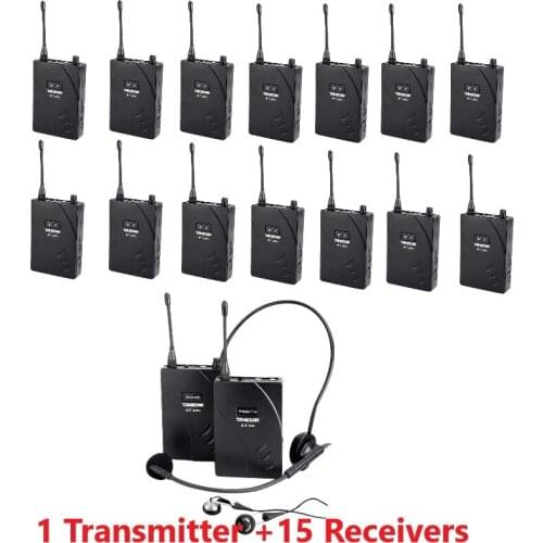 Takstar UHF-938/ UHF 938 UHF frequency Wireless Tour Guide System 50m Operat Range 1 Transmitter+ 15 Receivers for Tour guiding