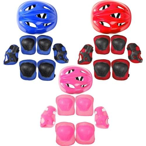 Kids Boys Girls Sports Protective Equipment Outdoor Skating Skateboarding Helmet with Wrist Elbow Knee Pads Protect Sports Gears