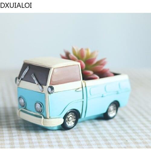 DXUIALOI resin retro car modern minimalist succulent flower pot micro landscape personality truck potted home decoration