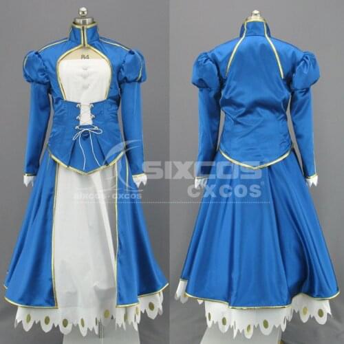 Gmae Fate Stay Night Altria Pendragon Cosplay Costume Blue Formal Dress Female Role Play Clothing High-End Custom-Make Any Size