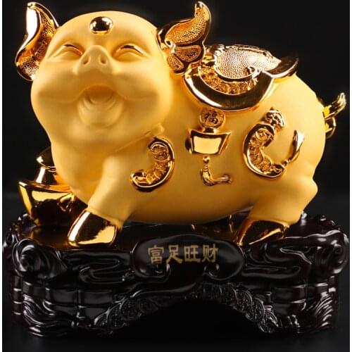 CHINESE NEW TWELVE ZODIAC RESIN LUCKY RICH PIG LUCKY TOWN HOUSE OPENING HOME FURNISHING JEWELRY CRAFTS DECORATION