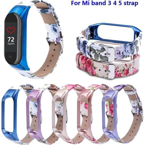 Personalized printed leather strap For XiaoMi Mi Band5 Mi Band 4 Bracelet Color printed Wristband for XiaoMi Mi Band 3 4 5 Strap
