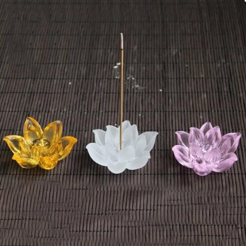 Colorful Lotus Beaatiful Glass Incense Burner Base Plate Line Incense Sticker Holder Hotel Temple Yoga Studio Home Decoration